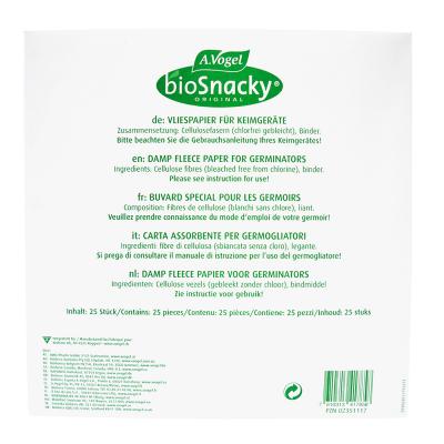 Vogel Biosnacky Sprossengarten (Mini Greenhouse Germinator) Replacement Filter Papers (Damp Fleece Paper) x 25 Pack